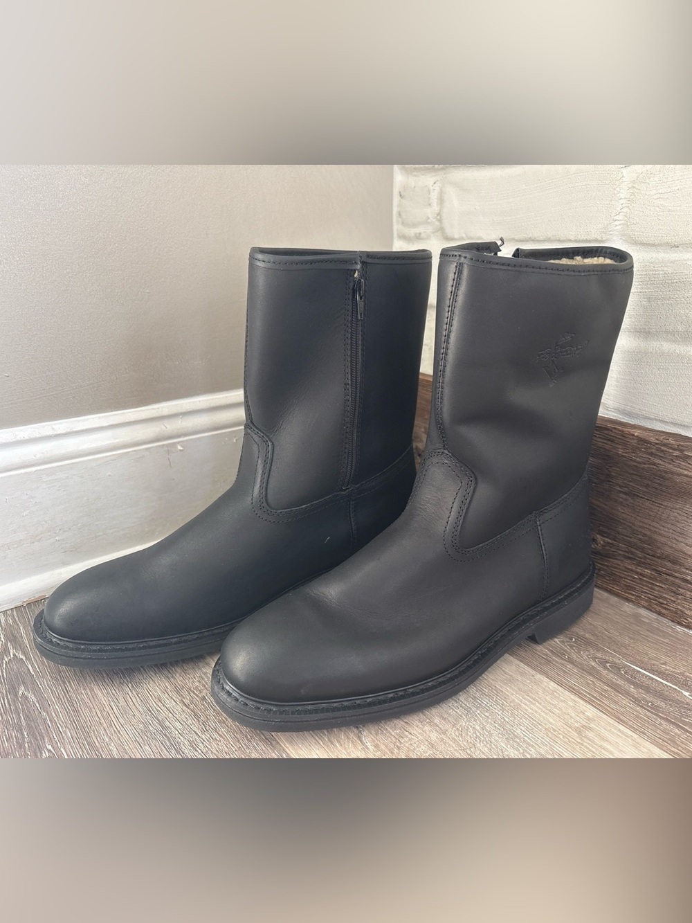 Fin & Feather Boots Mens 12d Black Zipper Sherpa Lined Moto Hunting Insulated